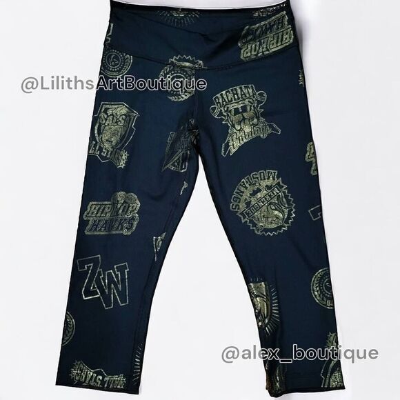 Zumba All-Star Capri Leggings Bold Black/ Gold Metallic Size S (E054) - Picture 3 of 5